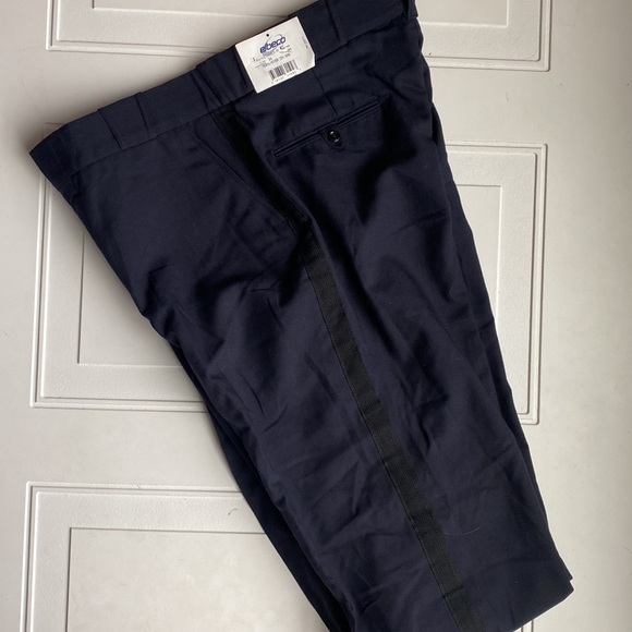 NWT ELBECO TOP AUTHORITY POLYESTER 4-POCKET DRESS PANTS 36 NAVY/BLACKS STRIPE - Picture 2 of 6